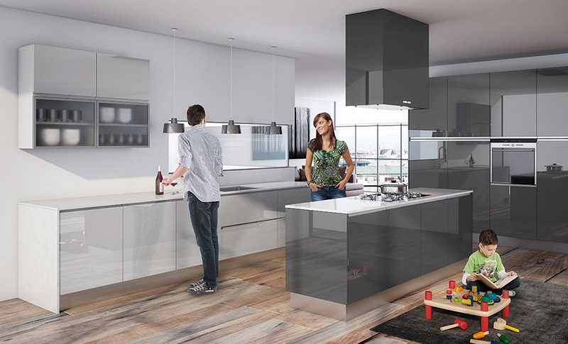 Cocina con acabado brillo Cocina con acabado brillo