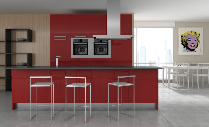 El color rojo en tus muebles de cocina Cocinas con Muebles Rojos