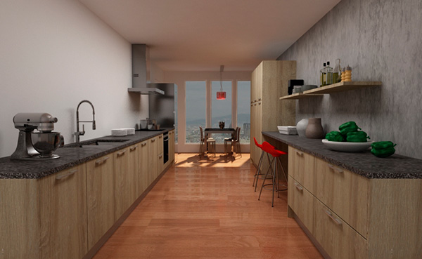 Imagen de la cocina paralela 11503 con puerta Bardolino de Cocinas.com