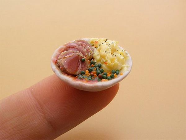 cocina en miniatura del artista Aaron Neck plato combinado